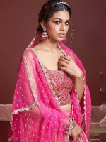 Pink Chinon Silk Lehenga Choli